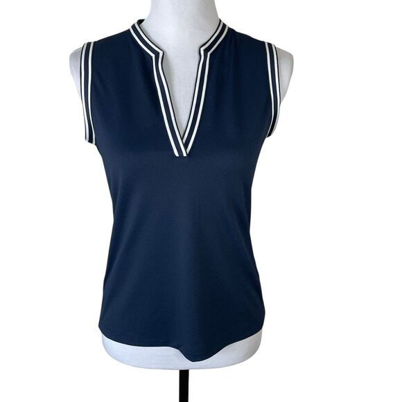 Tory Burch Women's Tech Piqué Tunic Tank Navy Blue Size Small - Picture 1 of 9